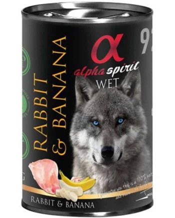 ALPHA SPIRIT Konservas Šunims Su Triušiena Ir Bananais 400g