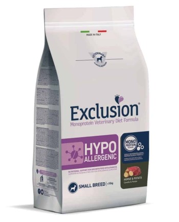 EXCLUSION HYPOALLERGENIC MAŽŲ VEISLIŲ ŠUNIMS SU ARKLIENA IR BULVĖMIS - 2 kg