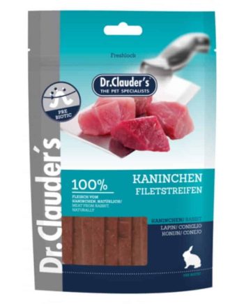 DR. CLAUDER'S vytintos triušienos skanėstas juostelėmis šunims 80g