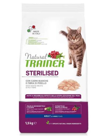 TRAINER NATURAL CAT Sterilizuotoms Katėms SU BALTA MĖSA