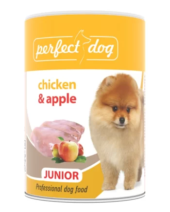 PERFECT DOG JUNIOR SU VIŠTIENA IR OBUOLIAIS 400 g.