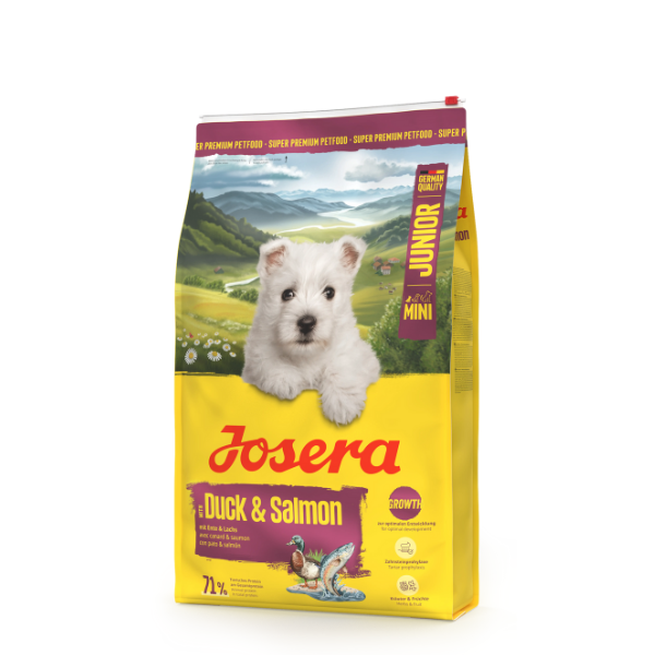SlapiosNosys.lt - Jūsų augintiniui Mini Junior šunų pašaras su antiena ir lašiša 10kg (Josera)